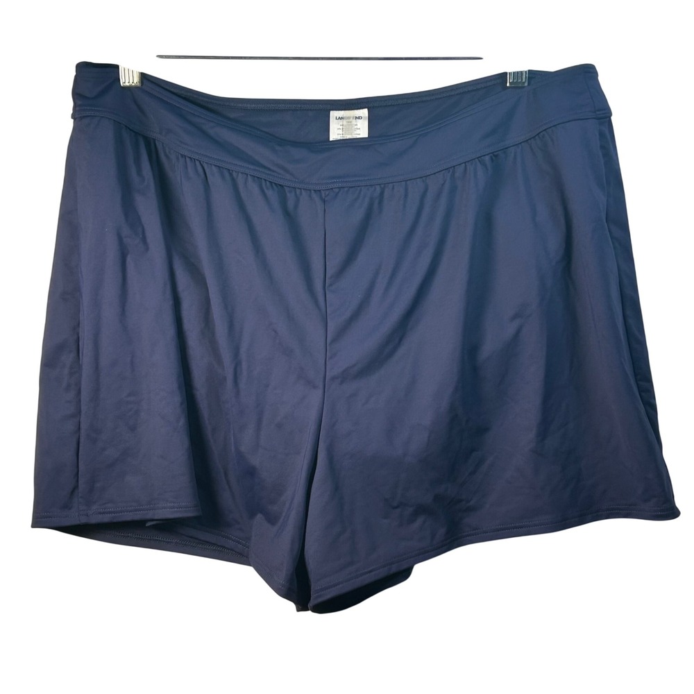 Lands End Navy Blue Swim Shorts Women 18W High Waisted Board Shorts with Liner